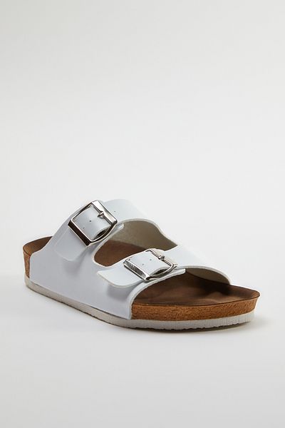 TRENDYOL SHOES Double Buckle White Women's Slippers - Takss24Te00004