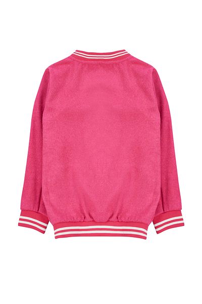 TRENDYOLKIDS Fuchsia Girl's Printed Bomber Gestrickte Jacke TKDAW25CE00006