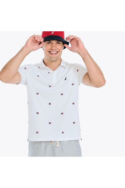 Nautica Men's Polo Neck White T-Shirt - K45105