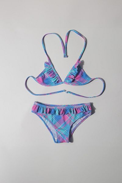 LUESS Plaid Patterned Girls' Bikini