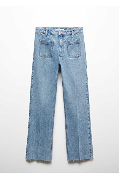 MANGO Woman İspanyol paça cepli jean pantolon