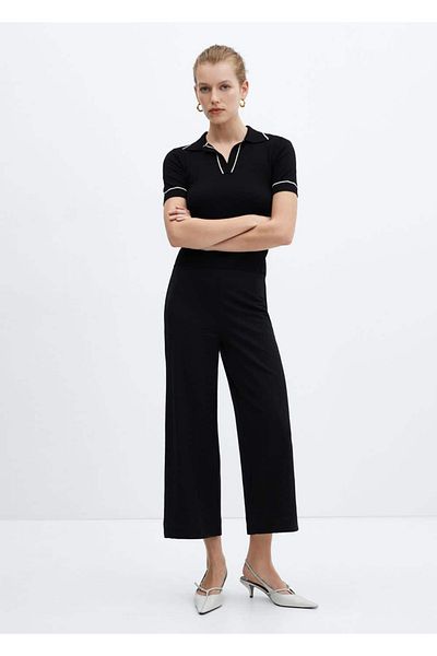 MANGO Woman Elastic Waist Cropped Pants