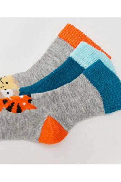 Aziz Bebe Animal Patterned 3-Piece Baby Socks Set -035563