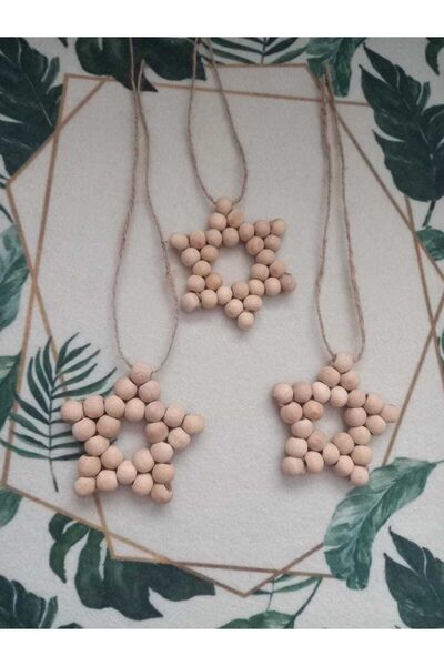 3-Piece Decorative Wooden Beaded Star Set Door Wall Kitchen Baby Room Ornament