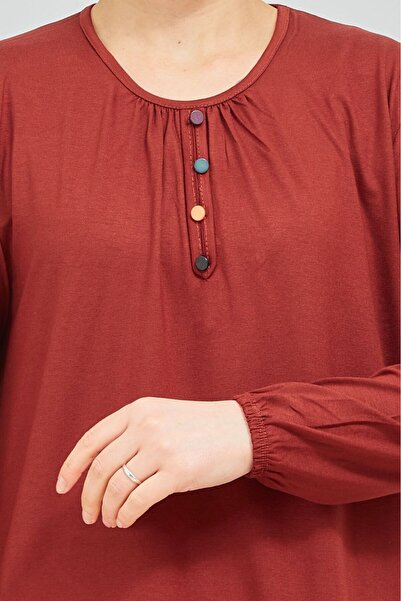 Stilmony Women's Tile Sleeve Elastic Lycra Combed Cotton Blouse