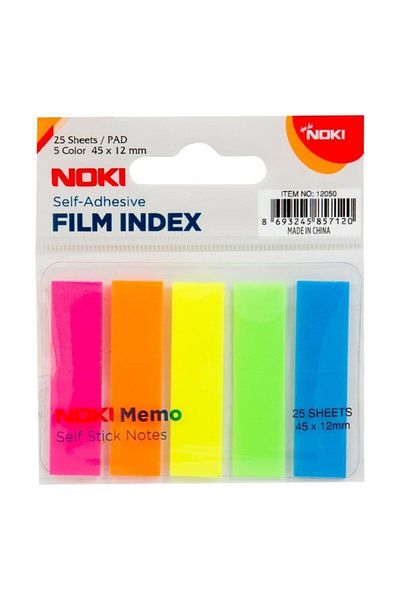 Noki Memo Film Index Adhesive 5-Color Bookmark 45X12 mm 12050 (48 Pack)
