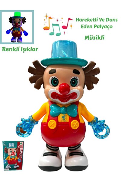 Ailenizin Oyuncakçısı Pilli Sesli Müzikli Işıklı 25 cm Renkli Palyaço -  Dans...