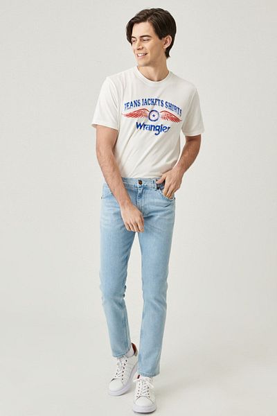 WRANGLER بنطلون جينز لارستون بقصة ضيقة وخصر عادي