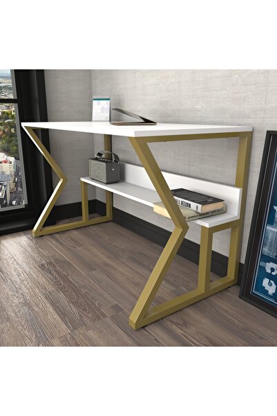 Decorotika DECOROTİKA WAKE ÇALIŞMA MASASI BEYAZ GOLD METAL