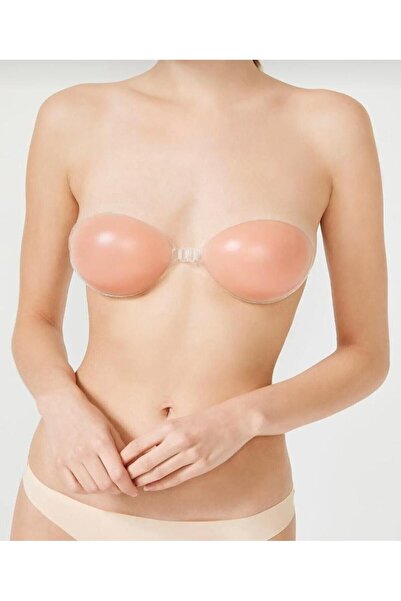F.K Women's Strapless Bra Strapless Invisible Silicone Women's Nude Color Silicone Adhesive Bra