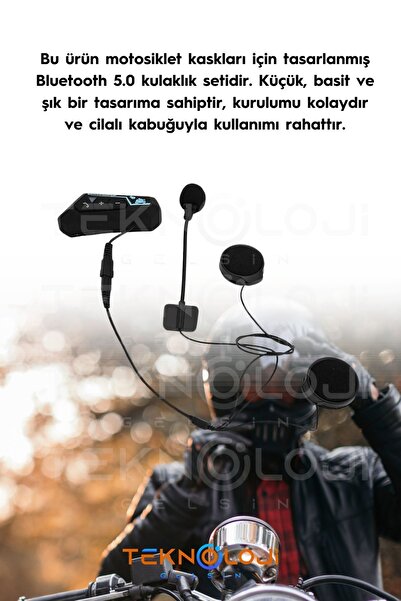 Teknoloji Gelsin Kask Kulaklığı İntercom Bluetooth Mikrofonlu Kasklar İle Uyumlu Motosiklet Kulaklığı GürültüEngellme