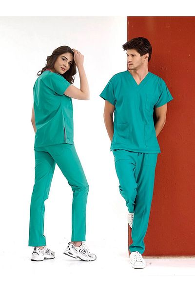 ÇİZGİ MEDİKAL Operating Room Green Doctor Nurse Jersey Scrubs Dr Greys Lycra Suit (Flexible Fabric)