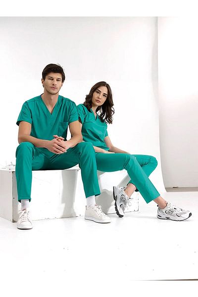 ÇİZGİ MEDİKAL Operating Room Green Doctor Nurse Jersey Scrubs Dr Greys Lycra Suit (Flexible Fabric)