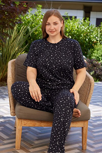 PİJAMOOD Battal Beden Kısa Kollu Pamuklu Pijama Takımı