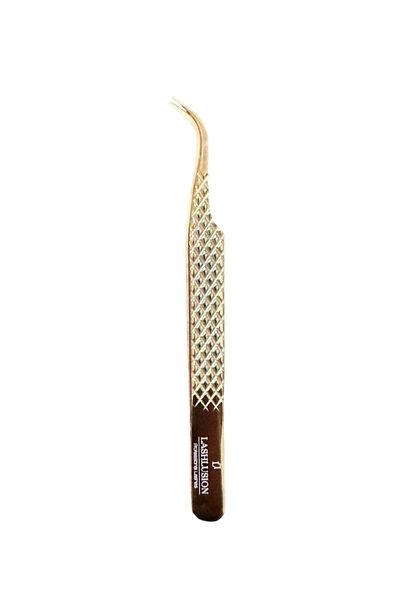 Lashlusion Gold Crow Nose Tweezers with Stainless Steel and Silk Eyelashes - Light Body Full Coverage Wolume