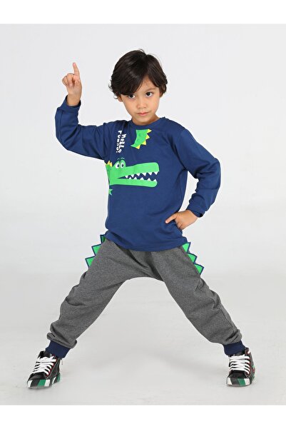 Casabony Set „Hello Crocodile“ mit gestreifter Baggy-Hose und T-Shirt