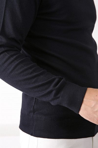 Ferraro Ανδρικό πουλόβερ Navy Blue με μισό ζιβάγκο βαμβακερό - 3937 YB