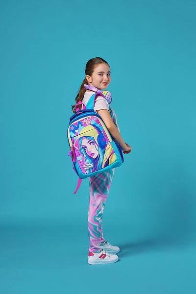 Coral High Rucsac școlar cu 3 compartimente, cu model lavandă, turcoaz - 23661