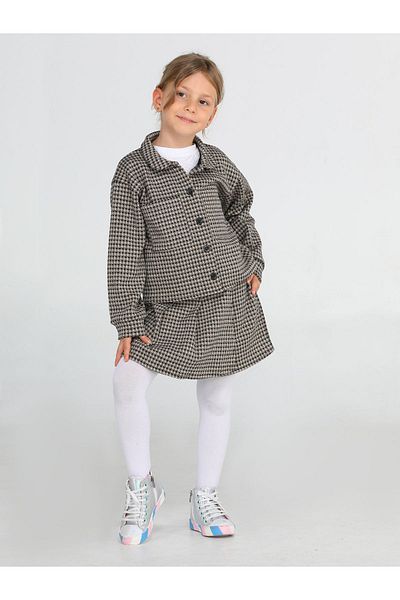 Casabony Houndstooth redőzött lány rövidnadrág + ing szett