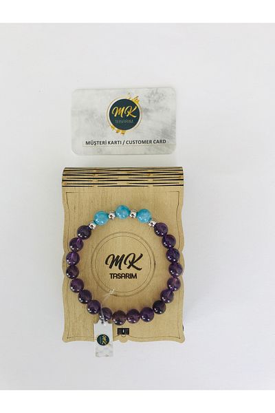 MK tasarım Blue Amethyst Quartz Stone - Real, Bracelet Mkt38001
