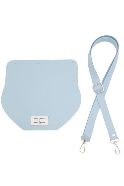 angel çanta aksesuar Angel Faux Leather Bag - 21x19 Cm, Cover and Adjustable, Baby Blue Color, Silver Meta Accessory