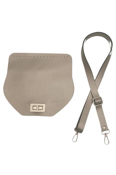 angel çanta aksesuar Τσάντα Angel Faux Leather - 21x19 cm, Κάλυμμα και Ρύθμιση, Χρώμα Γκρι γυαλιστερό, Αξεσουάρ Silver Met