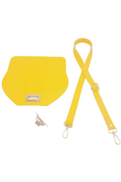 angel çanta aksesuar Σετ τσάντες από συνθετικό δέρμα Angel - 21x19 cm, με κάλυμμα και προσαρμογή, χρώμα κίτρινο, ασημί μεταλλικό