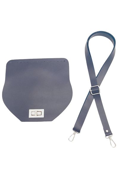angel çanta aksesuar Τσάντα Angel Faux Leather - 21x19 cm, με κάλυμμα και προσαρμογή, μεταλλικό αξεσουάρ σε μπλε ναυτικό χρώμα