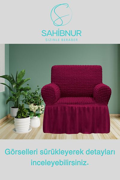 SAHİBNUR single Armchair - 1 Piece, Elastic and skirt, for sofa Cover