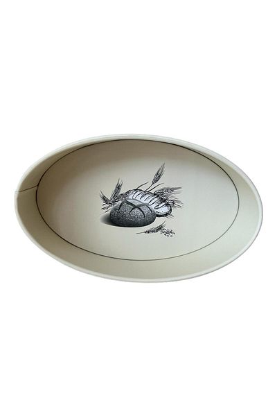 UCR HOME Beige Striped Metal Round Bread and Bread Box - Oval Wooden Look