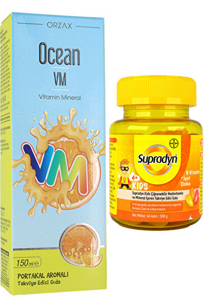Ocean Vitamin Mineral 150ml Portakallı Şurup + Supradyn Kids 60 Tablet