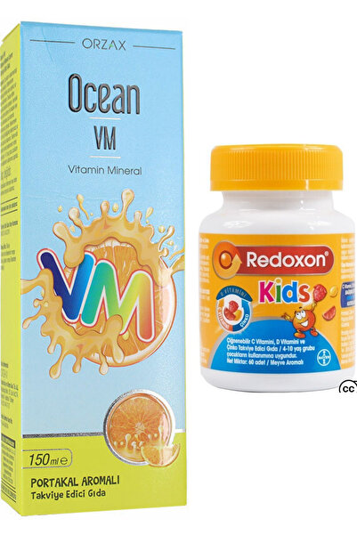 Ocean Vitamin Mineral 150ml Portakallı Şurup + Redoxon Kids 60 Çiğnenebilir T...