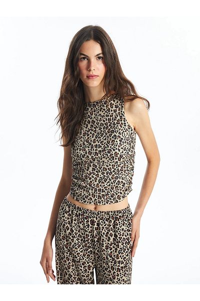 LC Waikiki Γυναικεία μπλούζα LCW Vision - Leopard Print Crew Neck