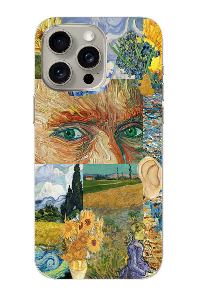 moonset Iphone 15 Pro Max Uyumlu Van Gogh Tasarımlı Baskılı Şeffaf Telefon Kı...