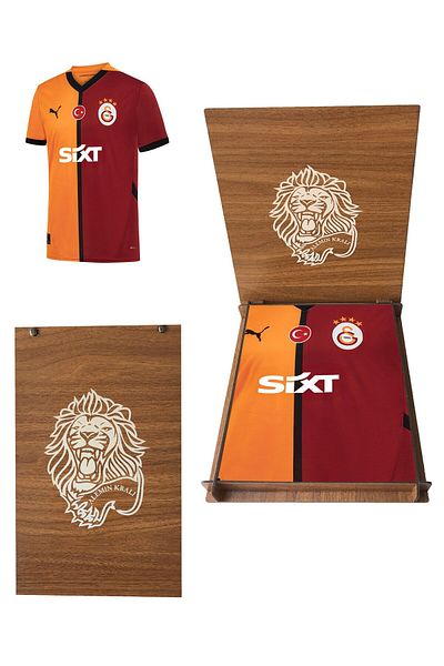 Galatasaray 2024/2025 Licensed Lion Jersey with Wooden Box - Indoor Piece
