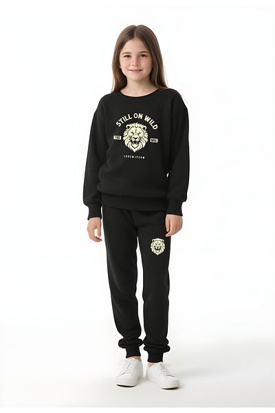 panios kids Σετ φόρμας για κορίτσια Panios Kids - με στάμπα, τσέπες και στρογγυλή λαιμόκοψη