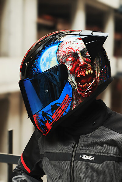 LS2 RAPID 2 RACE ZOMBIE SİYAH-KIRMIZI KASK