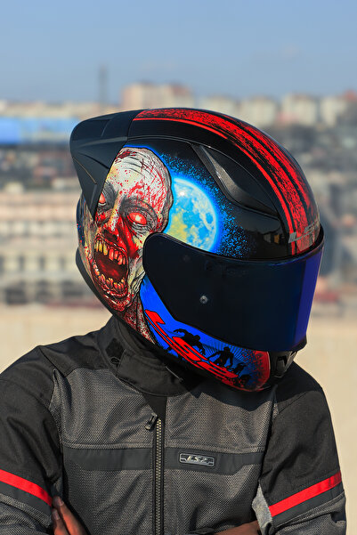 LS2 RAPID 2 RACE ZOMBIE SİYAH-KIRMIZI KASK