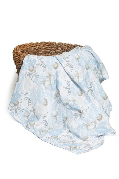 Messido Muslin Blanket 100 cm x 110 cm Blue Zebra