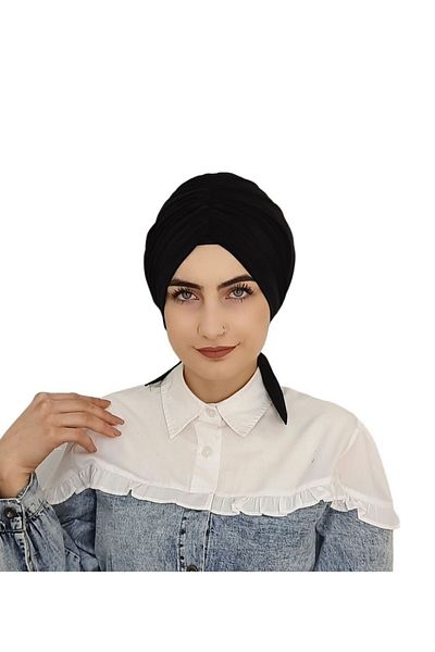 erasra class Swimsuit and Hijab Swimsuit Top Compatible Hijab Back Tie Bone Black