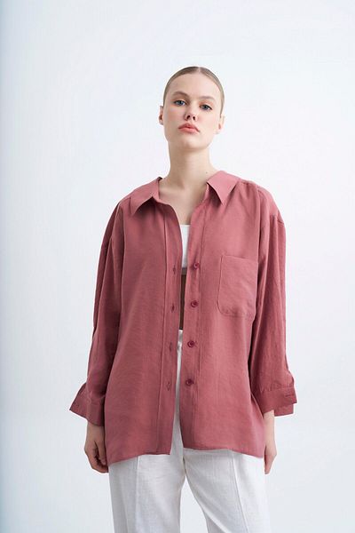 Suzi butik Дамска риза Oversize в цвят канела