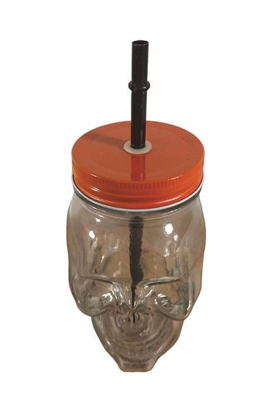 Art&Gift San Miguel Skull Glass with Straw 450 Ml Transparent