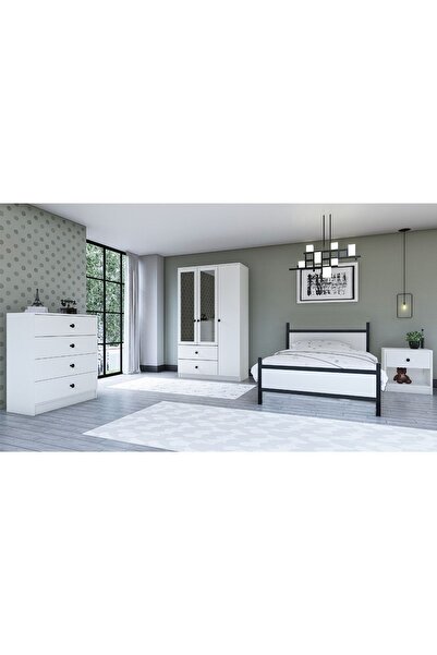 Metalia Gm 909 Home Aynalı Düğme Kulplu Genç Odası Takımı