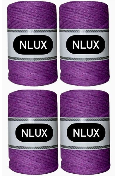 NLUX 1 Kg Μακραμέ Τάραμα - 3,0/3,5 mm, 4x250 gr Βαμβάκι