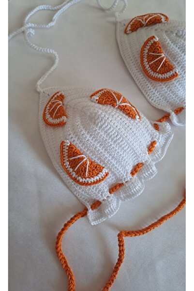 SOUL BY A&B El örgüsü portakal figürlü bikini üstü portakallı bikini turuncu ...