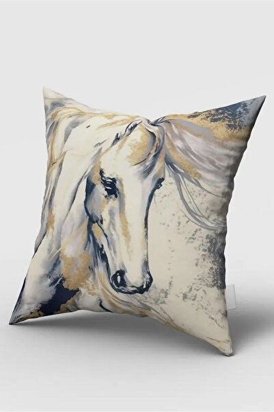 Bebemotto 3D Beyaz At Modern Çizim Çift Taraflı, Ithal Kadife Kumaş, Çocuk Be...