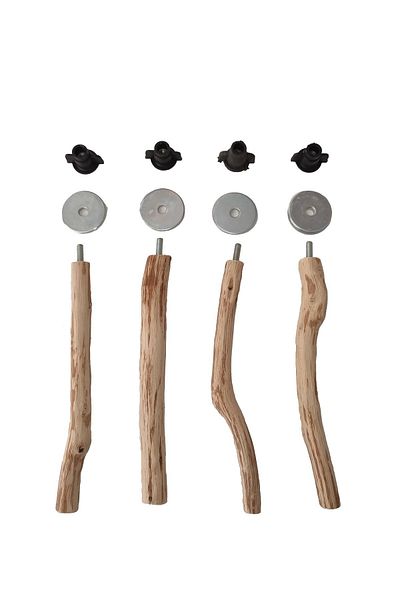 Wooden Bird مجثم من الخشب الطبيعي للببغاء (2 قطعة)