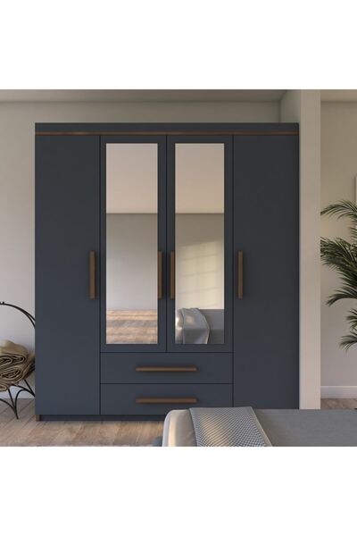 Metalia Gm 0815 Nisa Delüx 4 Kapılı 2 Çekmeceli Aynalı Gardrop