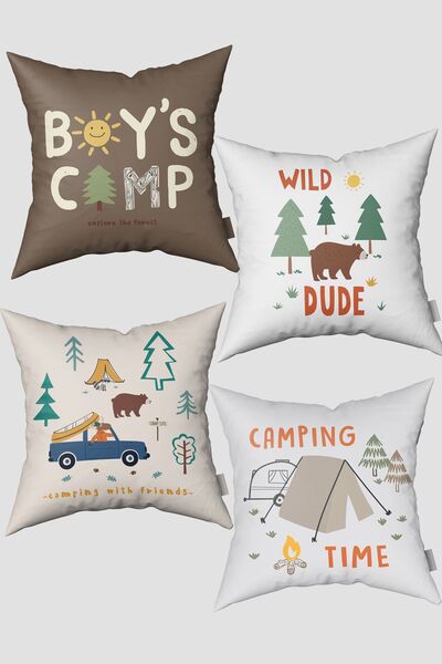 Bebemotto Kamp Severler, 4'lü Set, Çift Taraflı, Ithal Kadife Kumaş, Çocuk Be...