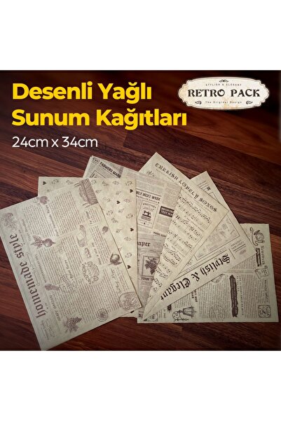 Retro Pack Süper Mix Paket - 1 pakette 42 Adet Desenli Yağlı Kağıt - 6 Farklı Desen